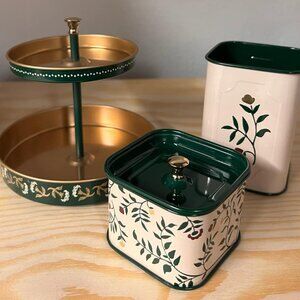 IKEA 4 Compartments steel Desk Organizers Set (Green, Gold, Floral)